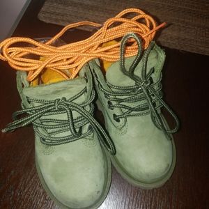 Timberland Boys Premium A1630 Green Lace Up Ankle Top Waterproof Work Boots 7